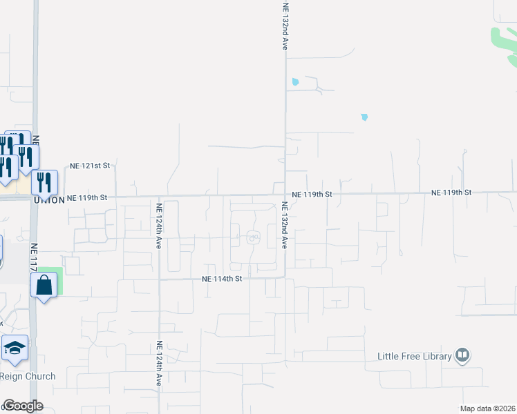 map of restaurants, bars, coffee shops, grocery stores, and more near 13008 Northeast 118th Street in Vancouver