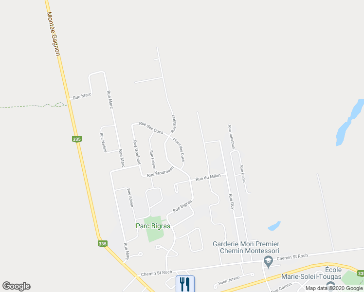 map of restaurants, bars, coffee shops, grocery stores, and more near 4355 Rue des Ducs in Terrebonne