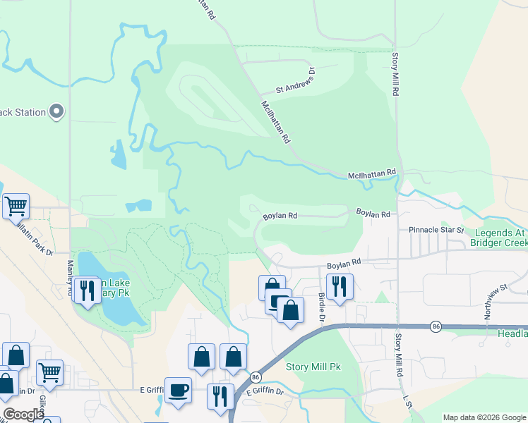 map of restaurants, bars, coffee shops, grocery stores, and more near 1039 Boylan Road in Bozeman