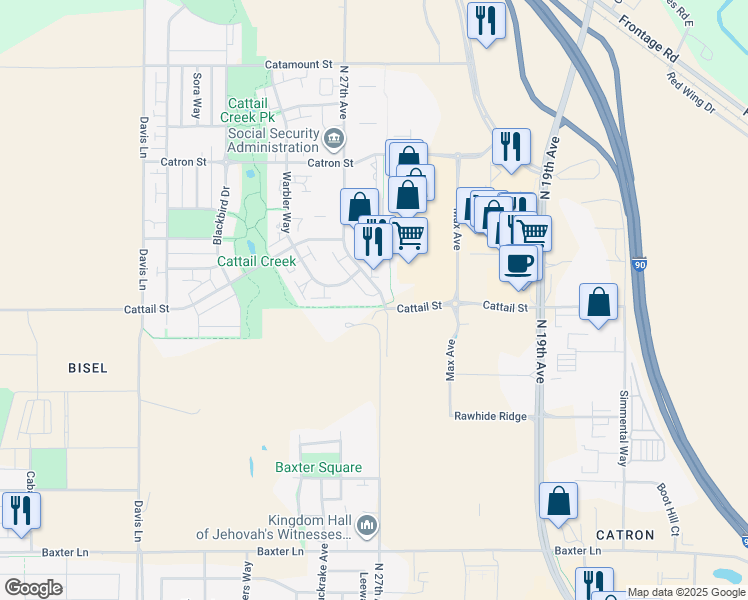 map of restaurants, bars, coffee shops, grocery stores, and more near 2811 North 27th Avenue in Bozeman