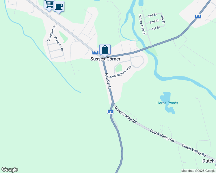 map of restaurants, bars, coffee shops, grocery stores, and more near 33 Needle Street in Sussex Corner