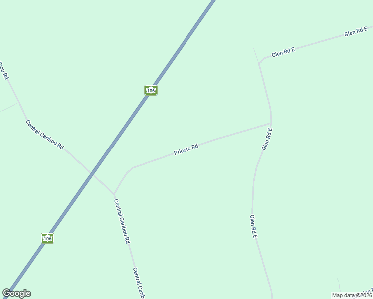 map of restaurants, bars, coffee shops, grocery stores, and more near Priests Road in Central Caribou