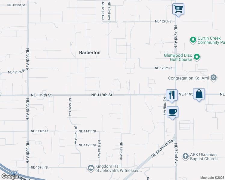 map of restaurants, bars, coffee shops, grocery stores, and more near 6210 Northeast 119th Street in Vancouver