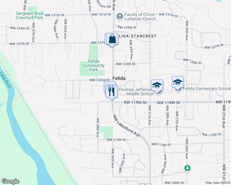 map of restaurants, bars, coffee shops, grocery stores, and more near 11920 Northwest 35th Avenue in Vancouver