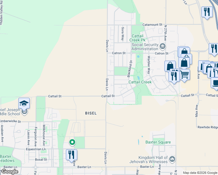map of restaurants, bars, coffee shops, grocery stores, and more near 6284 Davis Lane in Bozeman