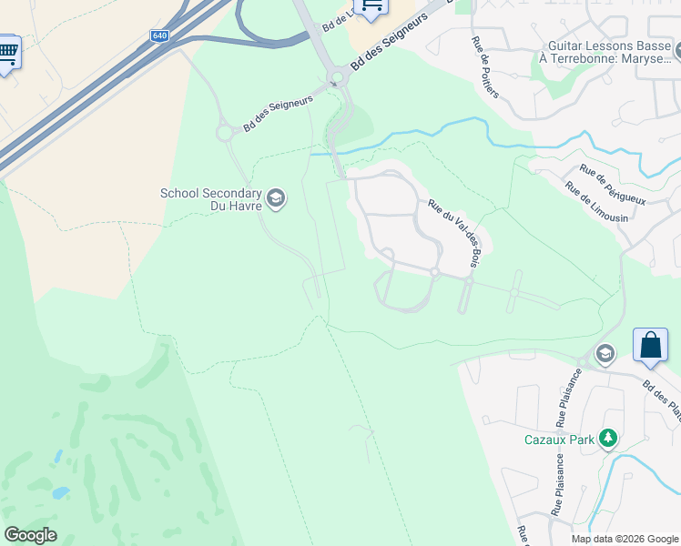 map of restaurants, bars, coffee shops, grocery stores, and more near Rue du Chêne-Vert in Terrebonne