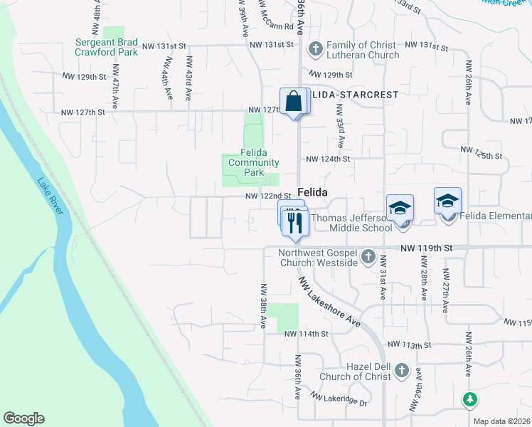 map of restaurants, bars, coffee shops, grocery stores, and more near 3729 Northwest 121st Circle in Vancouver