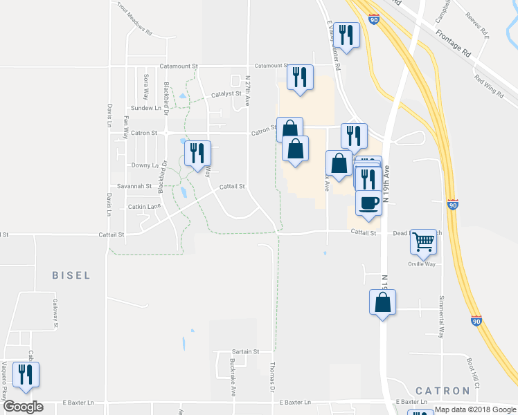 map of restaurants, bars, coffee shops, grocery stores, and more near 2827 North 27th Avenue in Bozeman
