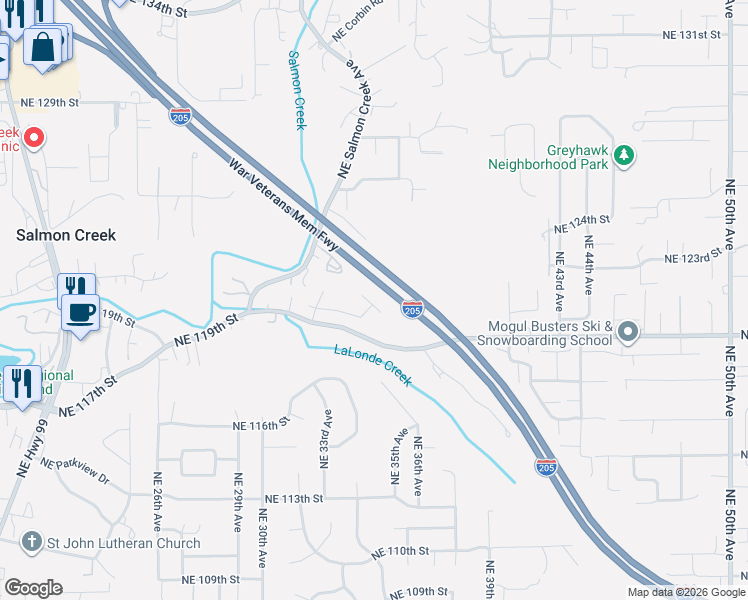 map of restaurants, bars, coffee shops, grocery stores, and more near 3508 Northeast 119th Street in Vancouver
