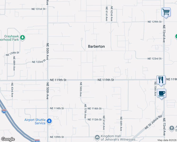 map of restaurants, bars, coffee shops, grocery stores, and more near 11905 Northeast 57th Court in Vancouver