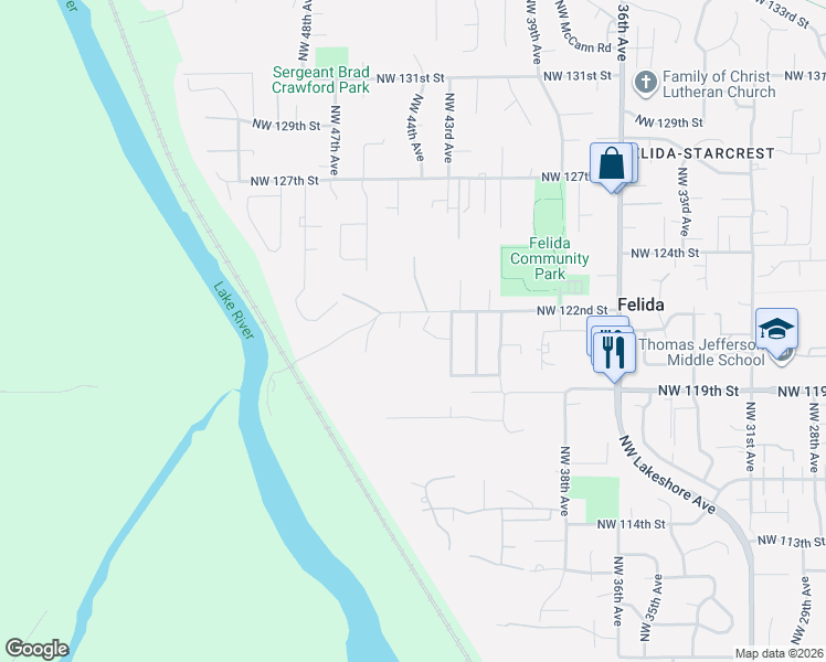 map of restaurants, bars, coffee shops, grocery stores, and more near 4313 Northwest 121st Circle in Vancouver