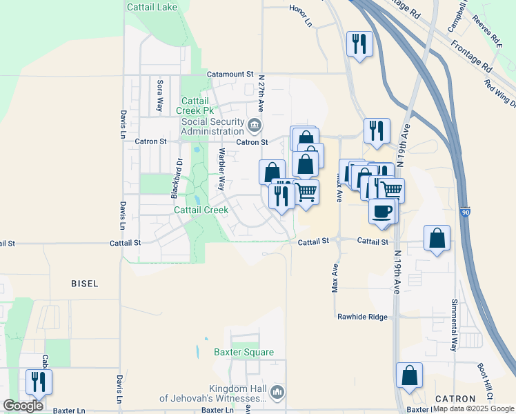 map of restaurants, bars, coffee shops, grocery stores, and more near 2980 North 27th Avenue in Bozeman