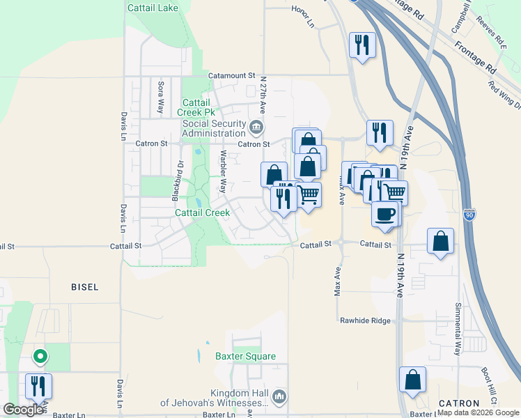map of restaurants, bars, coffee shops, grocery stores, and more near 2961 North 27th Avenue in Bozeman