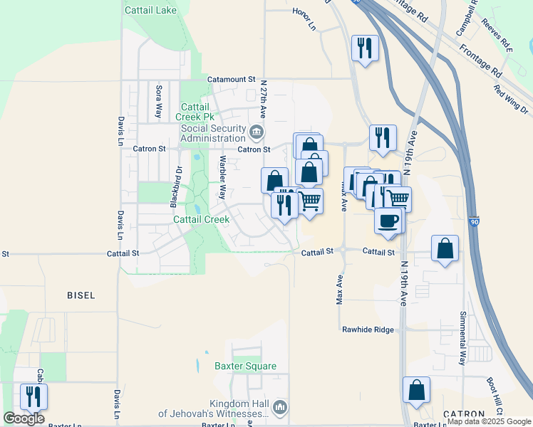 map of restaurants, bars, coffee shops, grocery stores, and more near 2980 North 27th Avenue in Bozeman