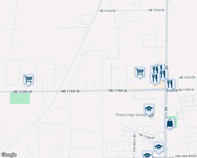 map of restaurants, bars, coffee shops, grocery stores, and more near 12111 Northeast 107th Avenue in Vancouver