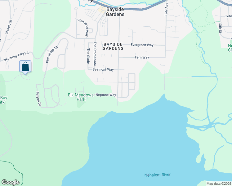 map of restaurants, bars, coffee shops, grocery stores, and more near 34810 Bayside Gardens Road in Nehalem