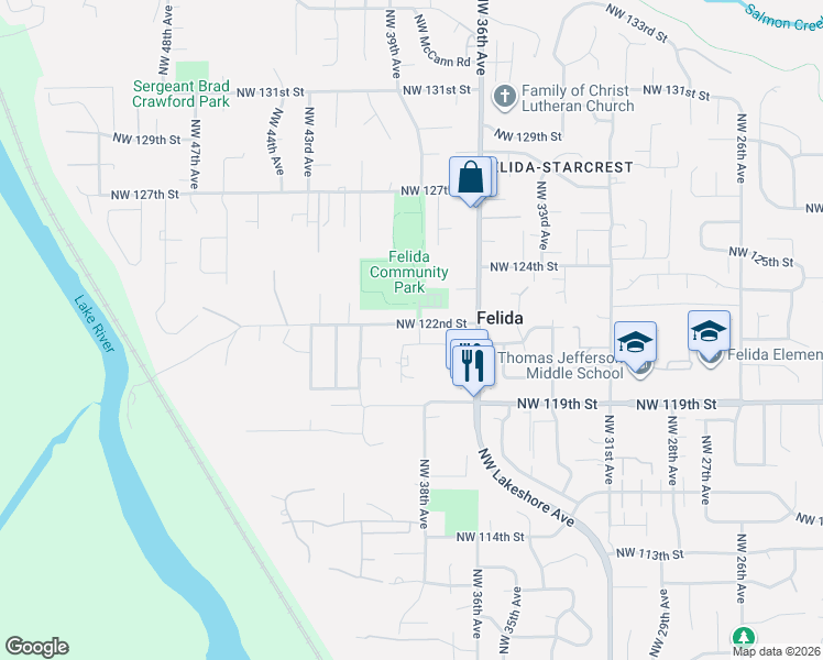 map of restaurants, bars, coffee shops, grocery stores, and more near 3805 Northwest 122nd Street in Vancouver