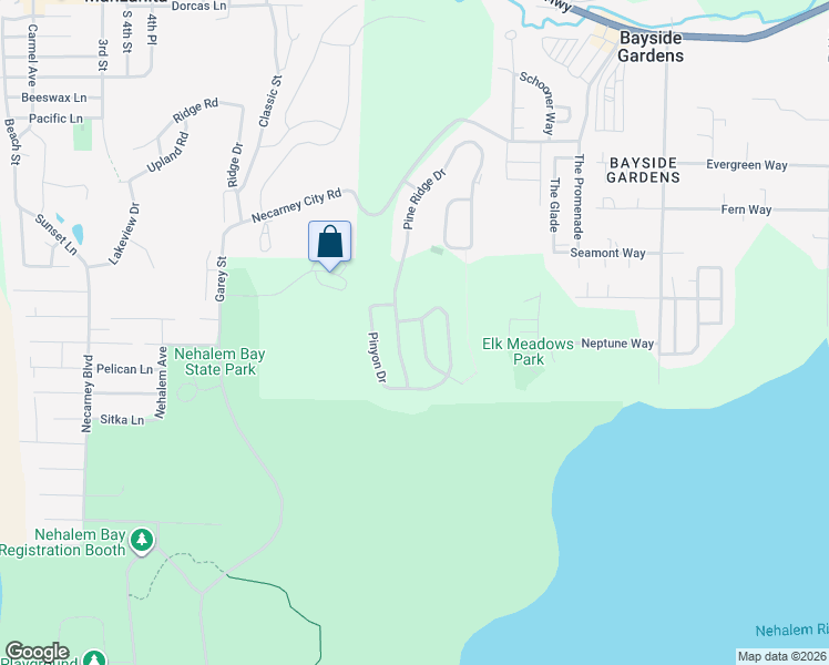 map of restaurants, bars, coffee shops, grocery stores, and more near 9960 Shore Pine Lane in Manzanita