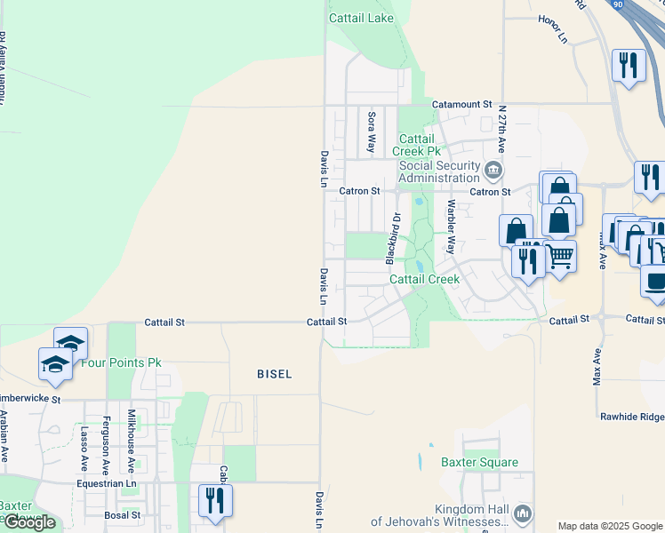 map of restaurants, bars, coffee shops, grocery stores, and more near 2875 Fen Way in Bozeman