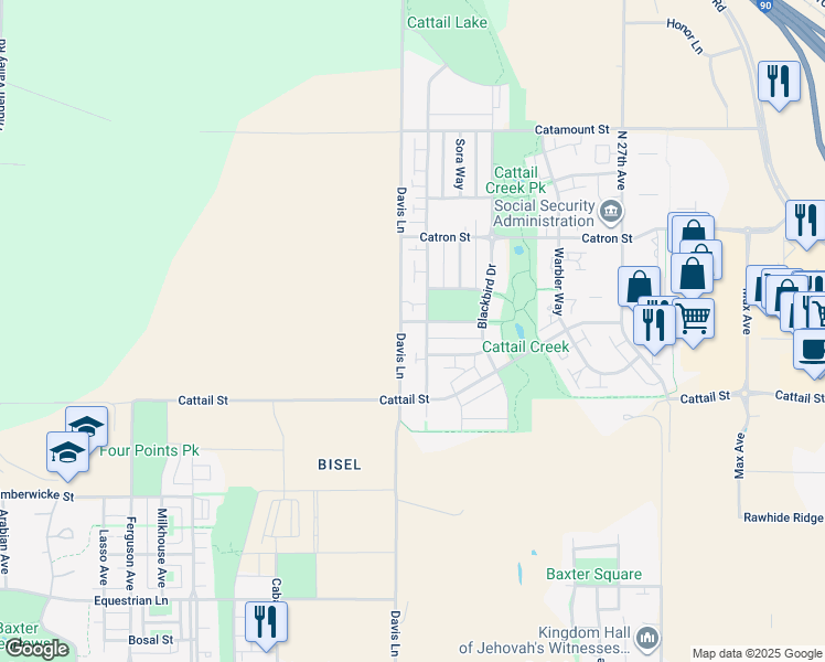 map of restaurants, bars, coffee shops, grocery stores, and more near 2875 Fen Way in Bozeman