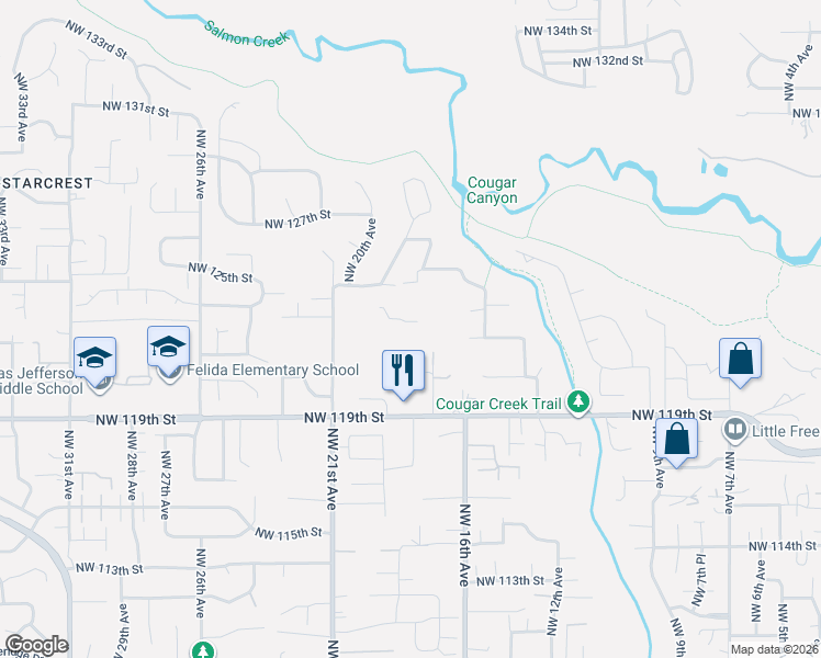 map of restaurants, bars, coffee shops, grocery stores, and more near 12018 Northwest 17th Avenue in Vancouver