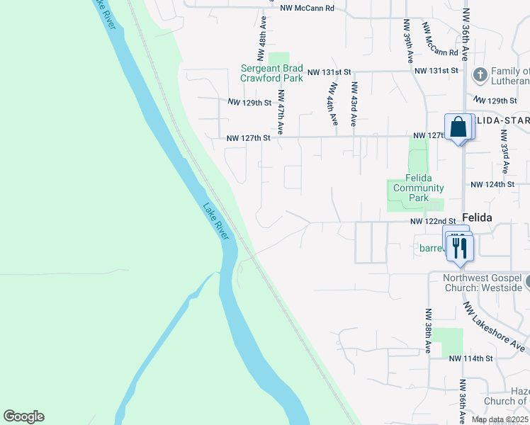 map of restaurants, bars, coffee shops, grocery stores, and more near 12211 Northwest 48th Court in Vancouver