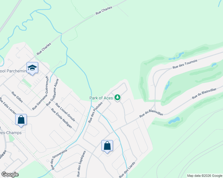 map of restaurants, bars, coffee shops, grocery stores, and more near 67 Rue des Pistoles in Blainville
