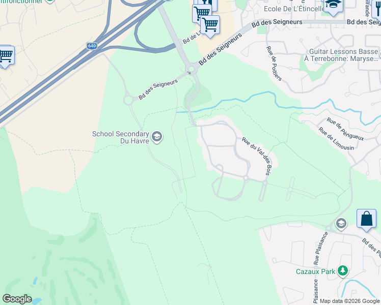 map of restaurants, bars, coffee shops, grocery stores, and more near Rue du Chêne-Vert in Terrebonne