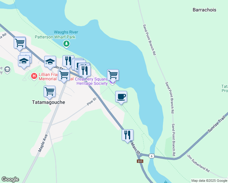 map of restaurants, bars, coffee shops, grocery stores, and more near 44 Creamery Road in Tatamagouche