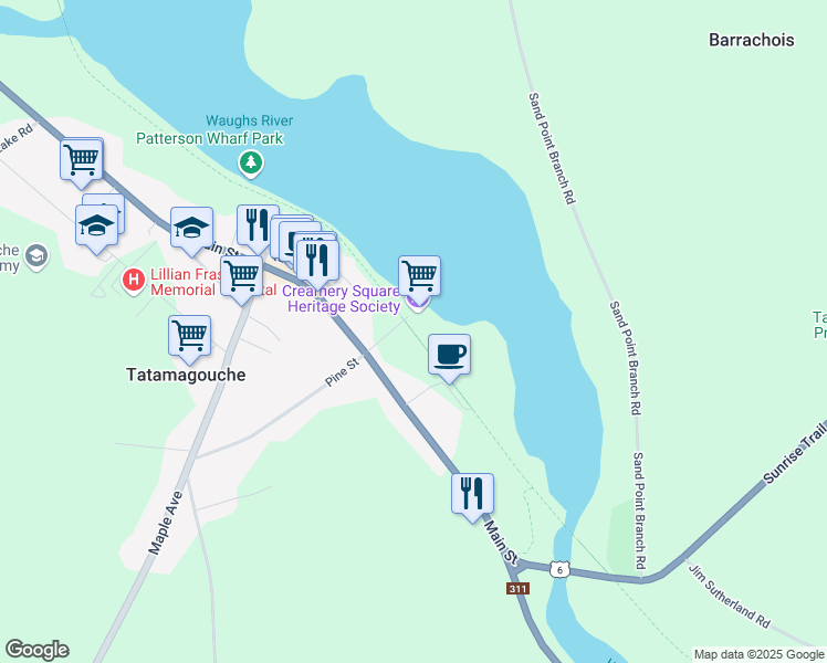 map of restaurants, bars, coffee shops, grocery stores, and more near 44 Creamery Road in Tatamagouche