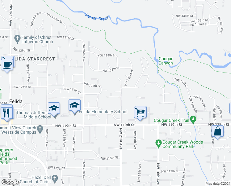 map of restaurants, bars, coffee shops, grocery stores, and more near 12318 Northwest 21st Avenue in Vancouver