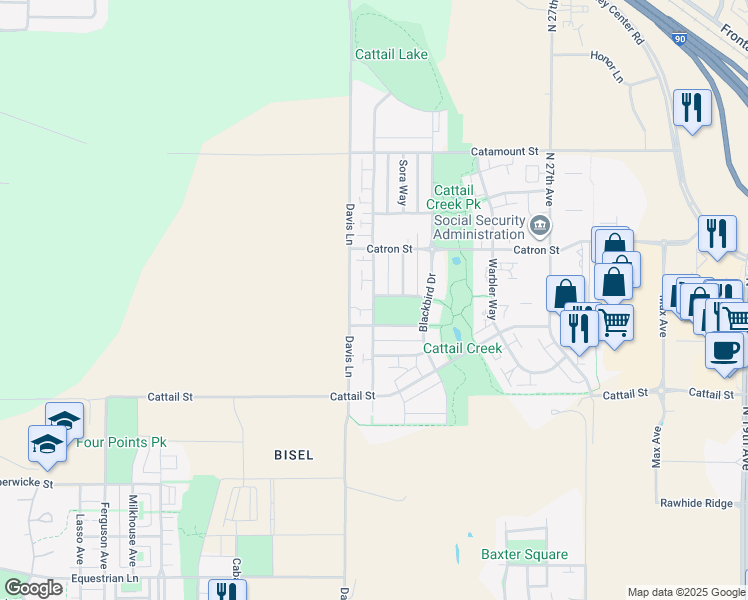 map of restaurants, bars, coffee shops, grocery stores, and more near 3072 Fen Way in Bozeman