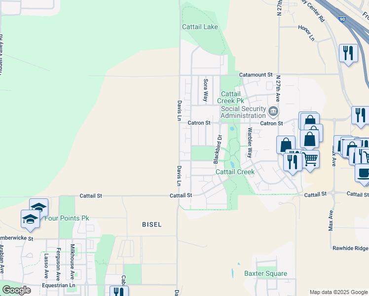 map of restaurants, bars, coffee shops, grocery stores, and more near 3067 Fen Way in Bozeman
