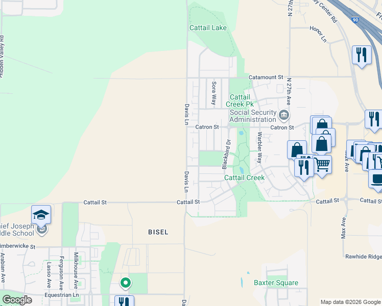 map of restaurants, bars, coffee shops, grocery stores, and more near 3067 Fen Way in Bozeman