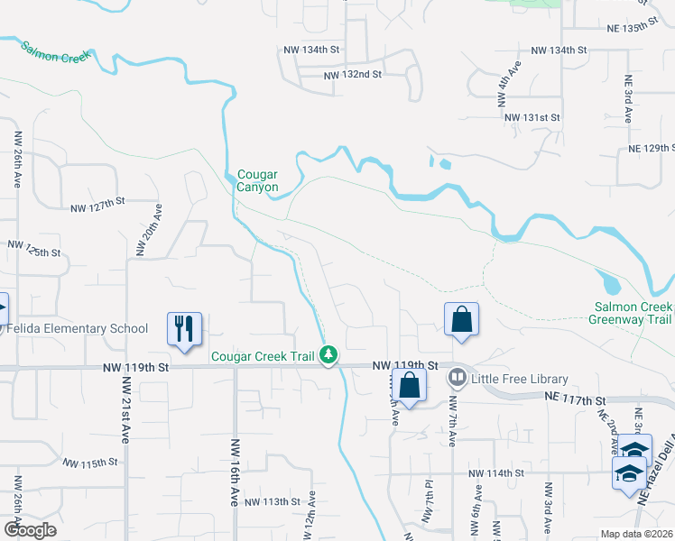 map of restaurants, bars, coffee shops, grocery stores, and more near 1015 Northwest 123rd Circle in Vancouver