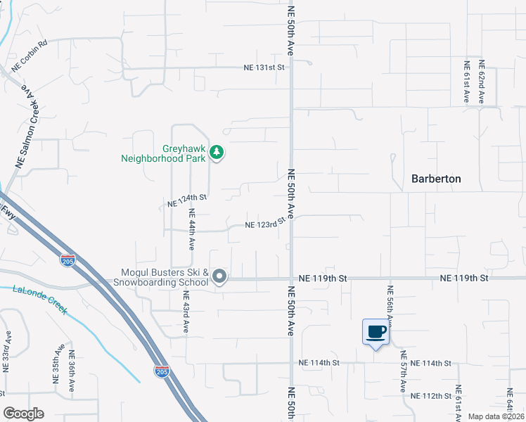 map of restaurants, bars, coffee shops, grocery stores, and more near 4714 Northeast 123rd Street in Vancouver