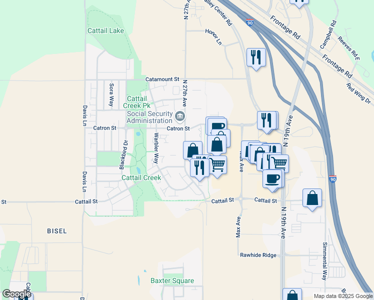map of restaurants, bars, coffee shops, grocery stores, and more near 2632 Catron Street in Bozeman
