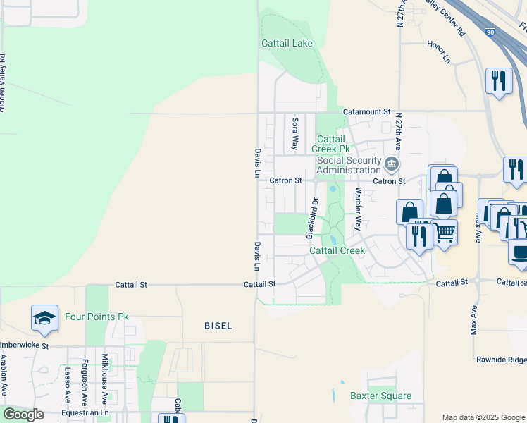 map of restaurants, bars, coffee shops, grocery stores, and more near 3067 Fen Way in Bozeman