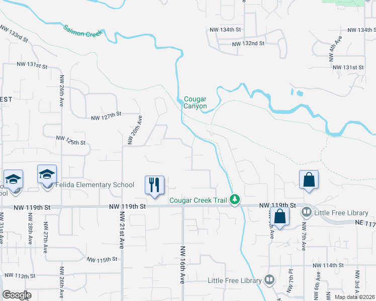 map of restaurants, bars, coffee shops, grocery stores, and more near 12311 Northwest 15th Avenue in Vancouver