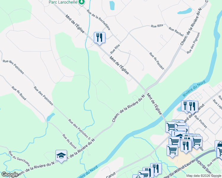 map of restaurants, bars, coffee shops, grocery stores, and more near 54 Rue de Lorimier in Saint-Colomban