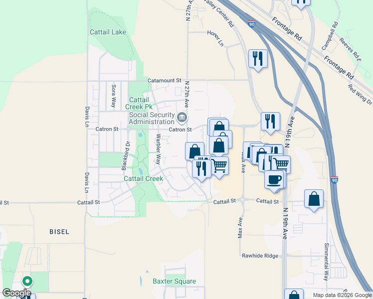 map of restaurants, bars, coffee shops, grocery stores, and more near 2632 Catron Street in Bozeman