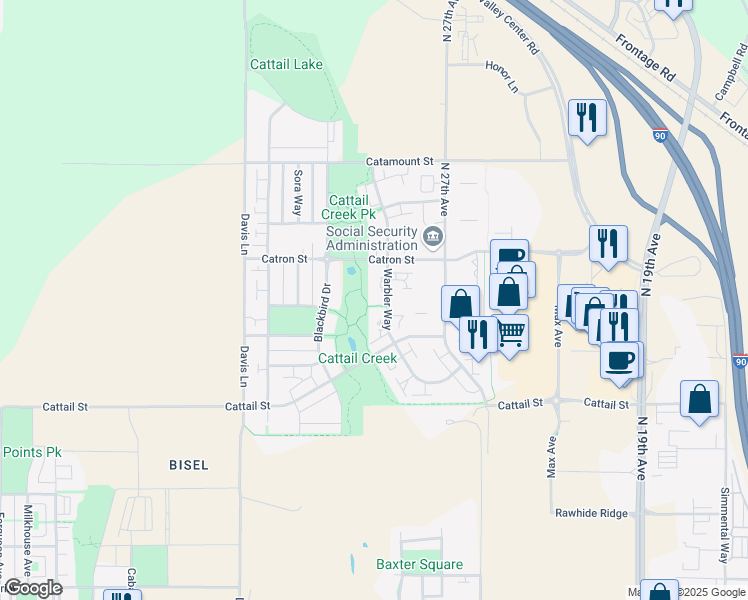 map of restaurants, bars, coffee shops, grocery stores, and more near 2272 Hamilton Court in Bozeman