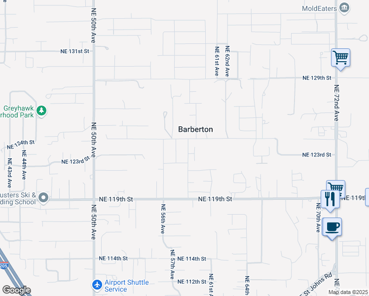 map of restaurants, bars, coffee shops, grocery stores, and more near 12308 Northeast 58th Avenue in Vancouver