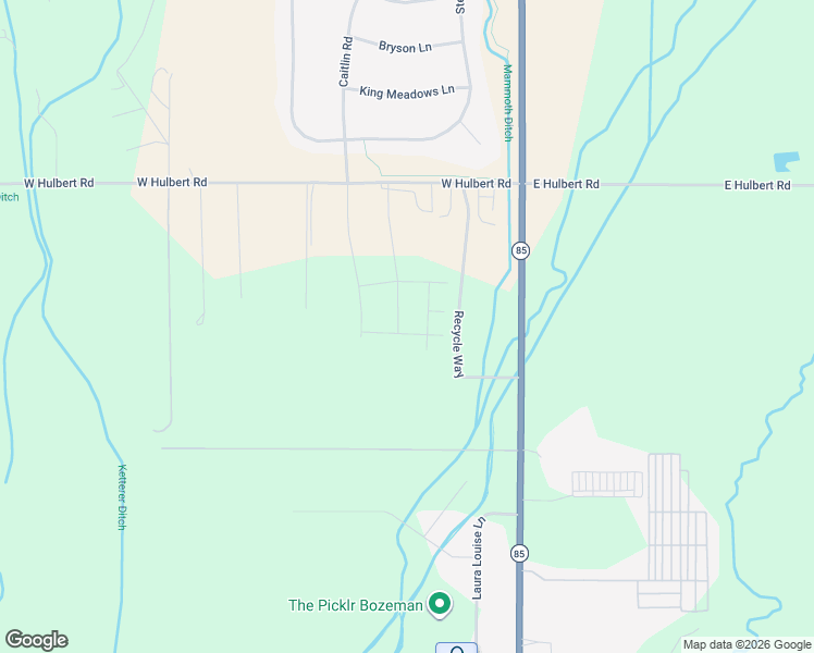 map of restaurants, bars, coffee shops, grocery stores, and more near 110 West Hulbert Road in Bozeman