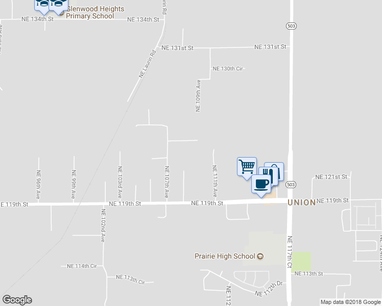 map of restaurants, bars, coffee shops, grocery stores, and more near 12300 Northeast 108th Avenue in Vancouver