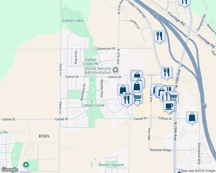 map of restaurants, bars, coffee shops, grocery stores, and more near 2754 Hamilton Court in Bozeman