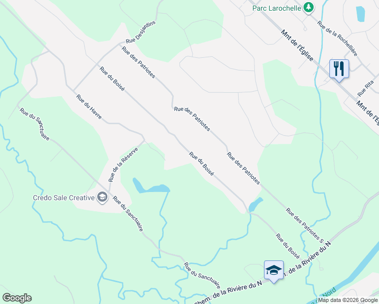 map of restaurants, bars, coffee shops, grocery stores, and more near 139 Rue du Boisé in Saint-Colomban