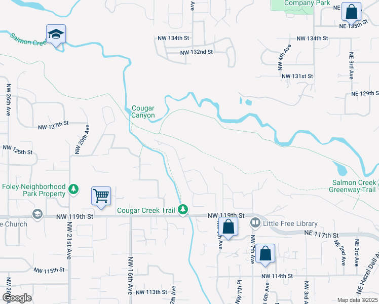 map of restaurants, bars, coffee shops, grocery stores, and more near 1013 Northwest 123rd Circle in Vancouver