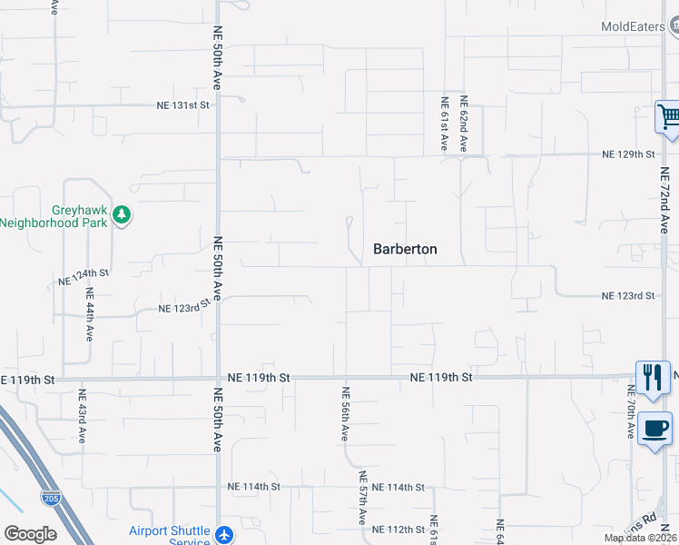 map of restaurants, bars, coffee shops, grocery stores, and more near 12312 Northeast 56th Avenue in Vancouver