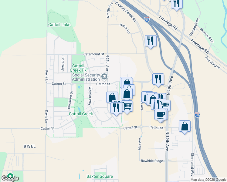 map of restaurants, bars, coffee shops, grocery stores, and more near 2632 Catron Street in Bozeman